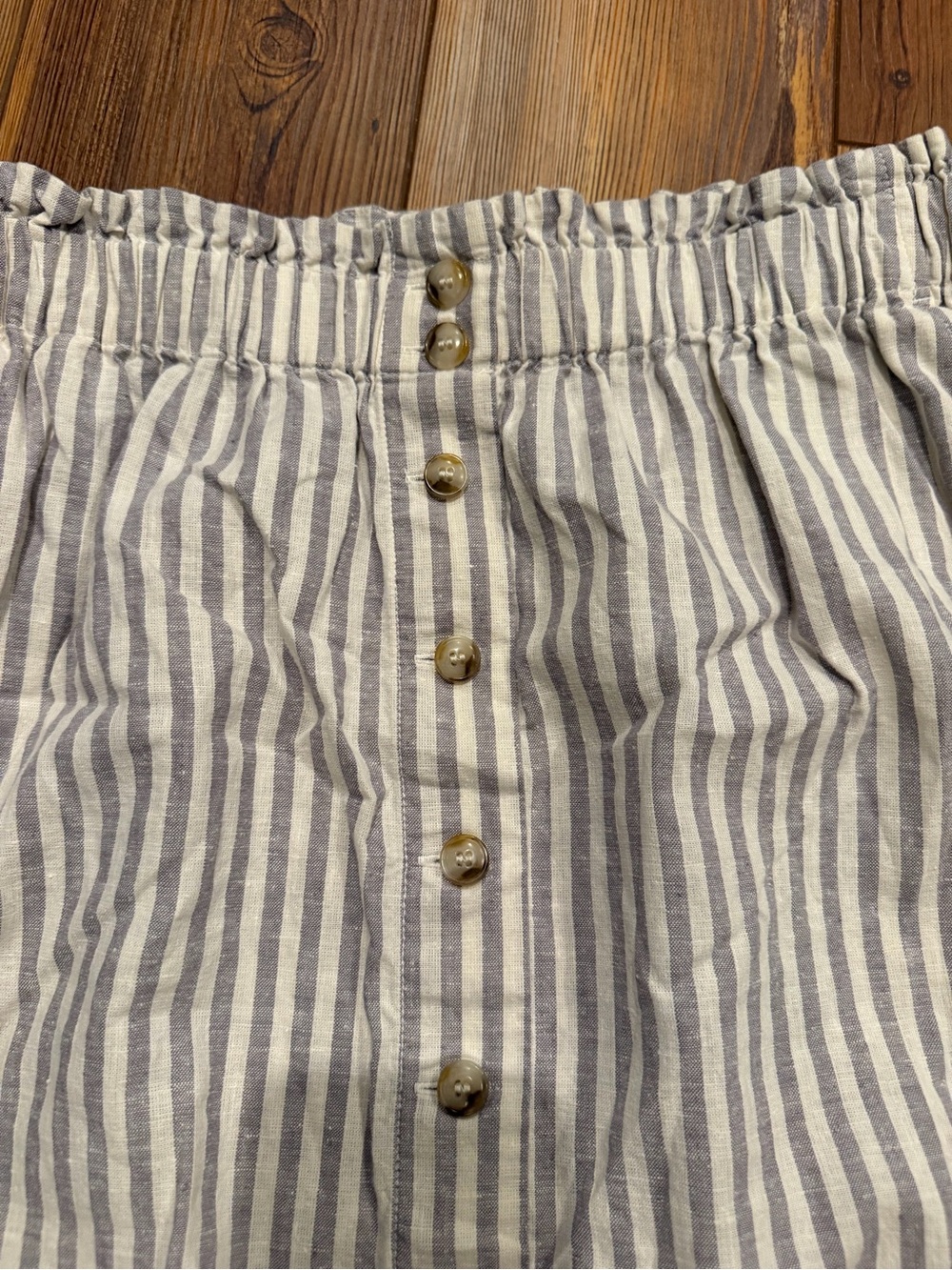 Madewell Hemp Cotton Striped Paperbag Midi Skirt Pockets Size Small - Picture 3 of 6